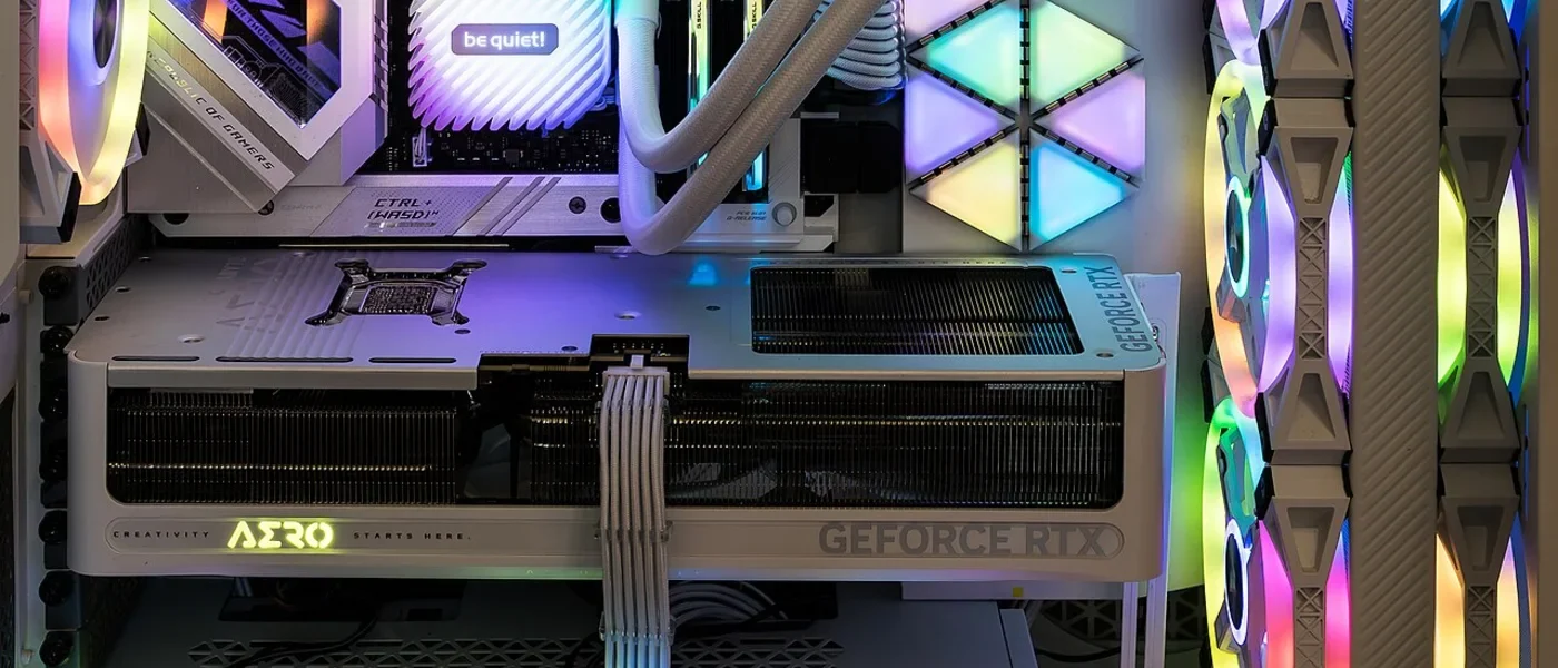 High end gaming PC interior with full RGB lighting